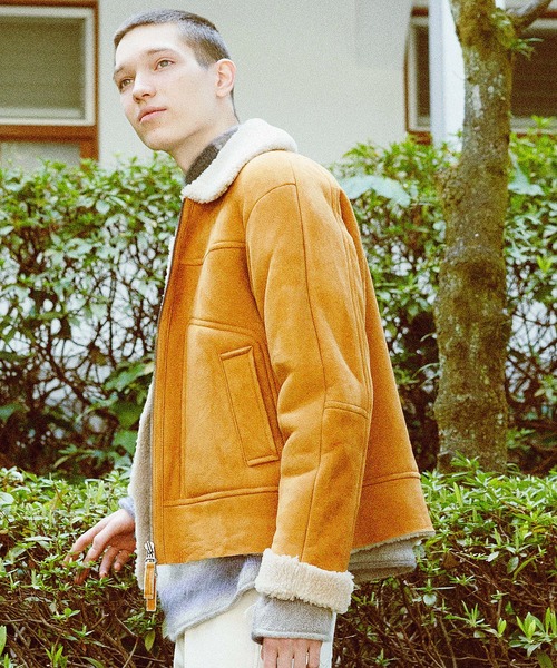 KIIT（キート）の「KIIT キート / ZIP UP SHEARING BLOUSON ジップアップシャーリングブルゾン ムートンジャケット / KIP-Y99-700（ブルゾン・メンズ・イエロー系その他/グレー系その他/ブラック×ブラック・1/2/3）」の3枚目の写真