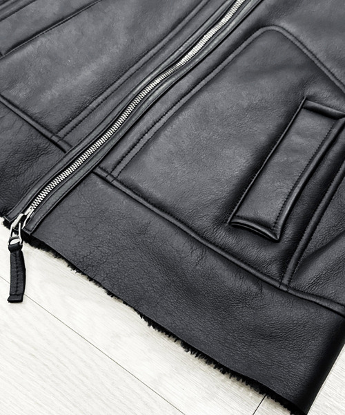 KIIT（キート）の「KIIT キート / ZIP UP SHEARING BLOUSON ジップアップシャーリングブルゾン ムートンジャケット / KIP-Y99-700（ブルゾン・メンズ・イエロー系その他/グレー系その他/ブラック×ブラック・1/2/3）」の6枚目の写真