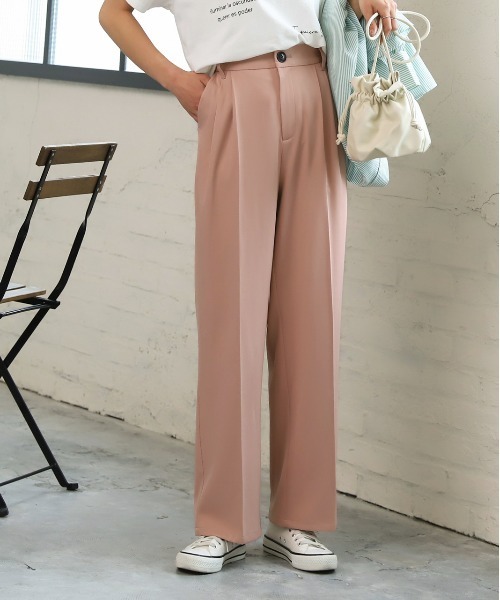 ad thie（アドティエ）の「★今なら490円！★センタープレス ストレート スラックス（スラックス・レディース・アイボリー/ピンクベージュ/マスタード/ブラック/ダークブラウン・M/S）」の5枚目の写真