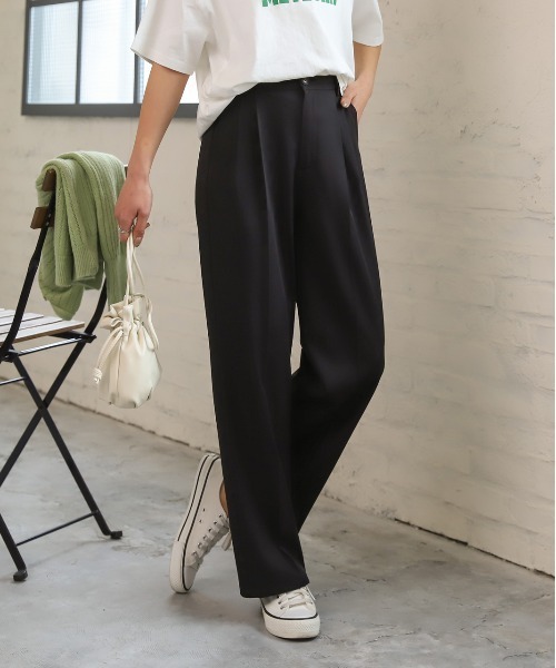 ad thie（アドティエ）の「★今なら490円！★センタープレス ストレート スラックス（スラックス・レディース・アイボリー/ピンクベージュ/マスタード/ブラック/ダークブラウン・M/S）」の3枚目の写真