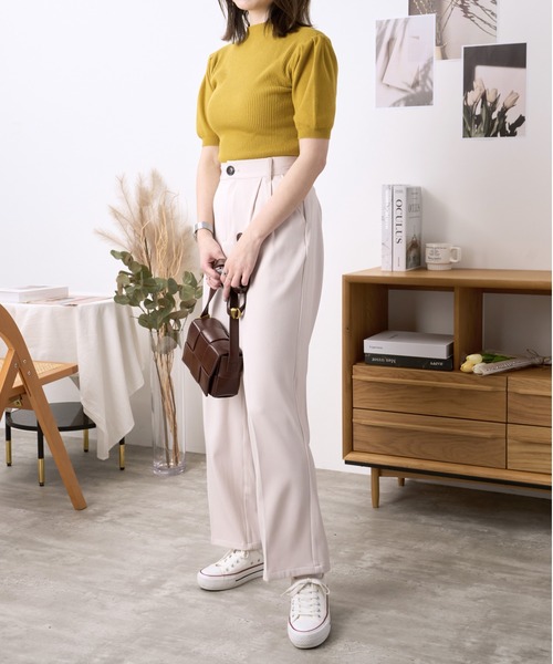 ad thie（アドティエ）の「★今なら490円！★センタープレス ストレート スラックス（スラックス・レディース・アイボリー/ピンクベージュ/マスタード/ブラック/ダークブラウン・M/S）」の6枚目の写真