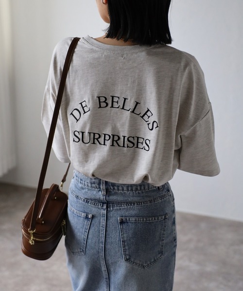 ap retro（アプレトロ）の「ビッグシルエットデザイン　ロゴプリントTEE（Tシャツ/カットソー・レディース・オフホワイト/ブラック/オートミール・FREE）」の3枚目の写真