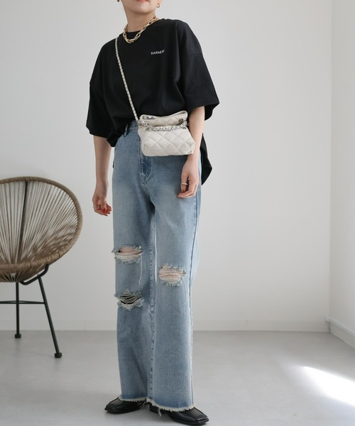 ap retro（アプレトロ）の「ビッグシルエットデザイン　ロゴプリントTEE（Tシャツ/カットソー・レディース・オフホワイト/ブラック/オートミール・FREE）」の21枚目の写真