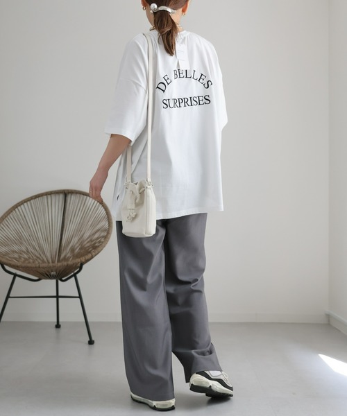 ap retro（アプレトロ）の「ビッグシルエットデザイン　ロゴプリントTEE（Tシャツ/カットソー・レディース・オフホワイト/ブラック/オートミール・FREE）」の10枚目の写真