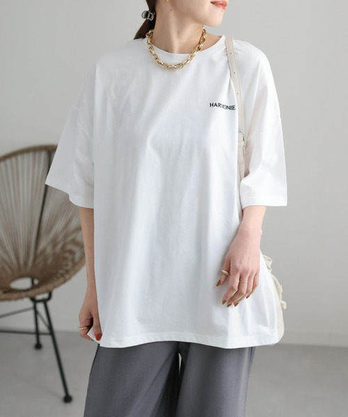 ap retro（アプレトロ）の「ビッグシルエットデザイン　ロゴプリントTEE（Tシャツ/カットソー・レディース・オフホワイト/ブラック/オートミール・FREE）」の13枚目の写真