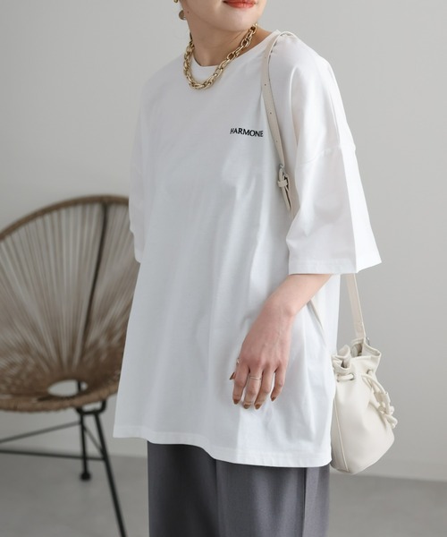 ap retro（アプレトロ）の「ビッグシルエットデザイン　ロゴプリントTEE（Tシャツ/カットソー・レディース・オフホワイト/ブラック/オートミール・FREE）」の14枚目の写真