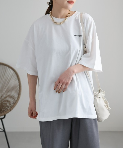 ap retro（アプレトロ）の「ビッグシルエットデザイン　ロゴプリントTEE（Tシャツ/カットソー・レディース・オフホワイト/ブラック/オートミール・FREE）」の19枚目の写真