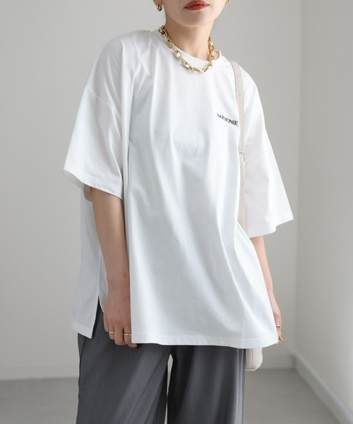 ap retro（アプレトロ）の「ビッグシルエットデザイン　ロゴプリントTEE（Tシャツ/カットソー・レディース・オフホワイト/ブラック/オートミール・FREE）」の20枚目の写真