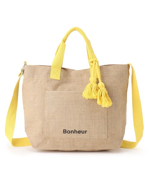 SHOO・LA・RUE(シューラルー)の「◆【2WAY】ざっくりジュートショルダー(ショルダーバッグ・レディース・ブラック/イエロー/ブルー/ブラック系・00)」の4枚目の写真