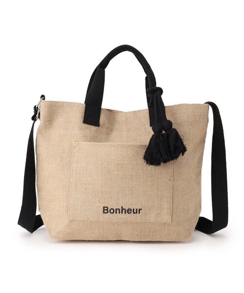 SHOO・LA・RUE(シューラルー)の「◆【2WAY】ざっくりジュートショルダー(ショルダーバッグ・レディース・ブラック/イエロー/ブルー/ブラック系・00)」の1枚目の写真