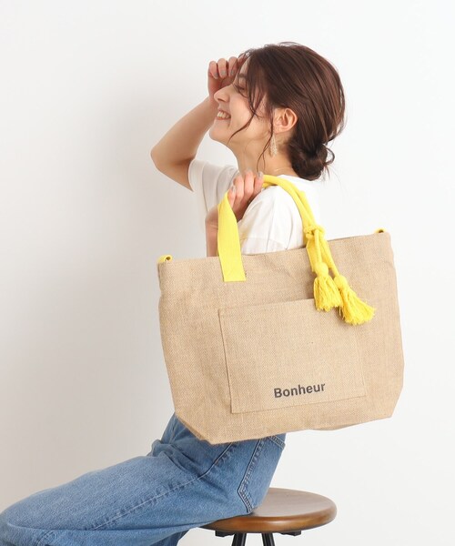 SHOO・LA・RUE(シューラルー)の「◆【2WAY】ざっくりジュートショルダー(ショルダーバッグ・レディース・ブラック/イエロー/ブルー/ブラック系・00)」の6枚目の写真