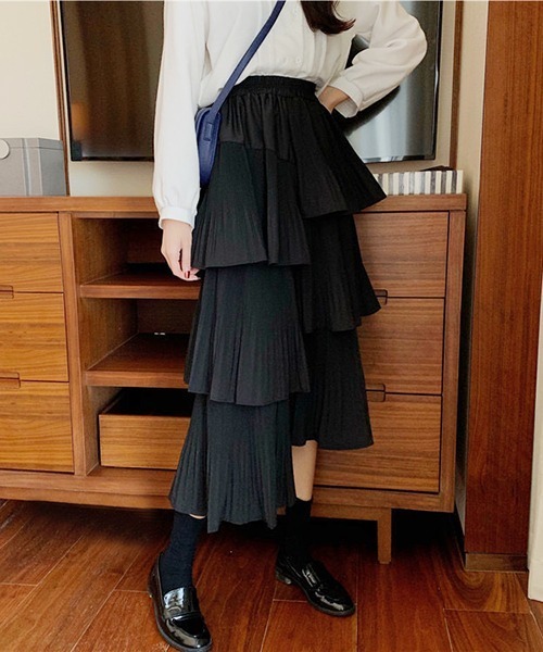 Chick（チック）の「▲Long tiered skirt / ロングティアードスカート（スカート・レディース・ブラック/ベージュ・FREE）」の10枚目の写真