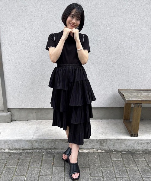 Chick（チック）の「▲Long tiered skirt / ロングティアードスカート（スカート・レディース・ブラック/ベージュ・FREE）」の20枚目の写真