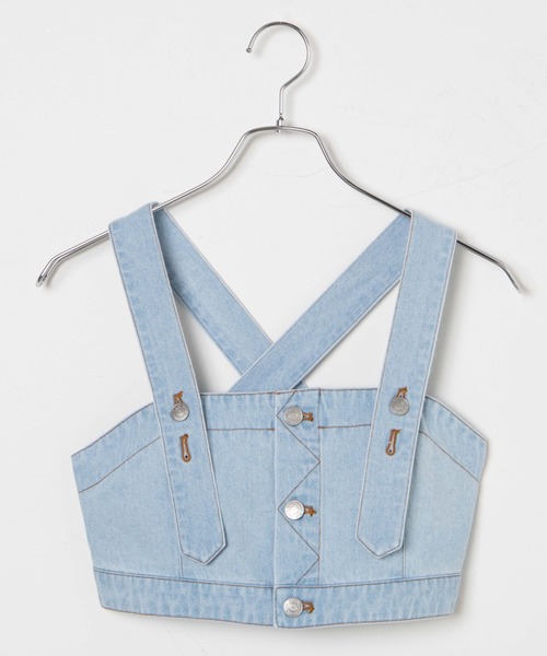 WEGO(ウィゴー)の「WEGO/【セットアップ対応】ボタンデニムビスチェ(キャミソール・レディース・ライトインディゴブルー/インディゴブルー・FREE)」の9枚目の写真