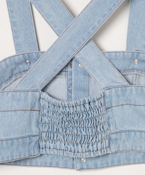 WEGO(ウィゴー)の「WEGO/【セットアップ対応】ボタンデニムビスチェ(キャミソール・レディース・ライトインディゴブルー/インディゴブルー・FREE)」の7枚目の写真
