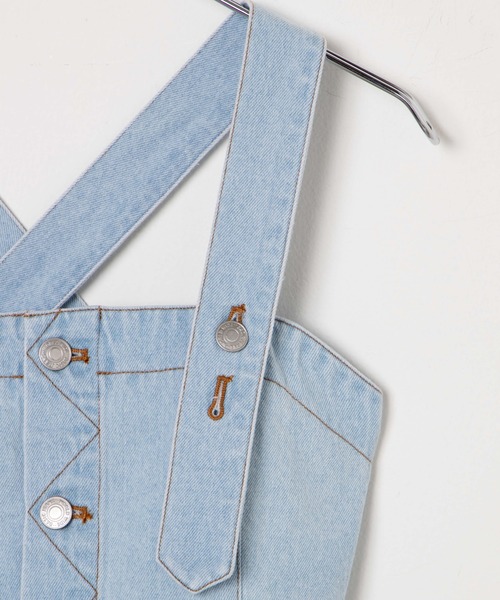WEGO(ウィゴー)の「WEGO/【セットアップ対応】ボタンデニムビスチェ(キャミソール・レディース・ライトインディゴブルー/インディゴブルー・FREE)」の5枚目の写真