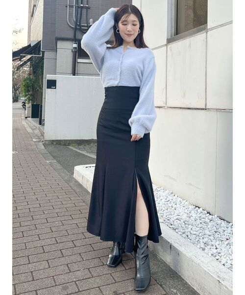 MERCURYDUO(マーキュリーデュオ)の「ロングスリーブミニシャギーニットカーディガン(カーディガン/ボレロ・レディース・ベージュ/アイボリー/チャコールグレー/ライトグレー/ライトピンク/ライトブルー/ピンク・FREE)」の13枚目の写真