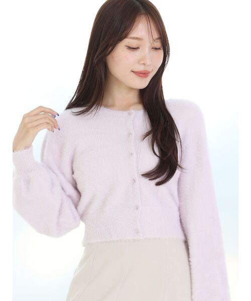 MERCURYDUO レースドッキングカシュクールミニシャギーニット パープル MERCURYDUO レースドッキングカシュクールミニシャギーニット