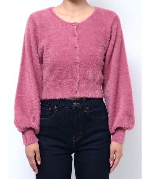 セール】ロングスリーブミニシャギーニットカーディガン