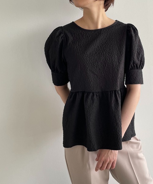 antic rag(アンティックラグ)の「【WEB限定】バックリボンジャガードペプラムブラウス(シャツ/ブラウス・レディース・ホワイト/ブラック・FREE)」の14枚目の写真