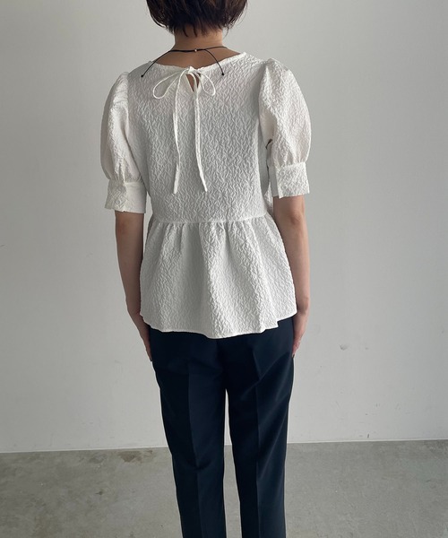 antic rag(アンティックラグ)の「【WEB限定】バックリボンジャガードペプラムブラウス(シャツ/ブラウス・レディース・ホワイト/ブラック・FREE)」の19枚目の写真