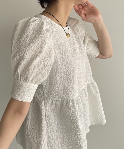 antic rag(アンティックラグ)の「【WEB限定】バックリボンジャガードペプラムブラウス(シャツ/ブラウス・レディース・ホワイト/ブラック・FREE)」の15枚目の写真