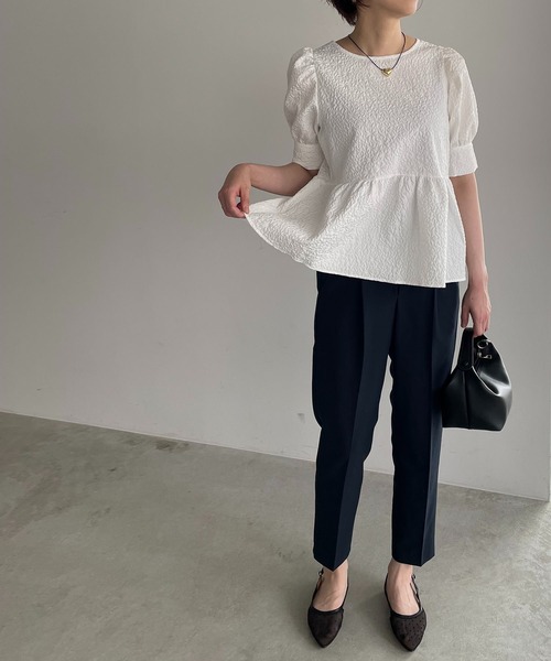 antic rag(アンティックラグ)の「【WEB限定】バックリボンジャガードペプラムブラウス(シャツ/ブラウス・レディース・ホワイト/ブラック・FREE)」の11枚目の写真