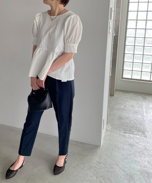 antic rag(アンティックラグ)の「【WEB限定】バックリボンジャガードペプラムブラウス(シャツ/ブラウス・レディース・ホワイト/ブラック・FREE)」の17枚目の写真