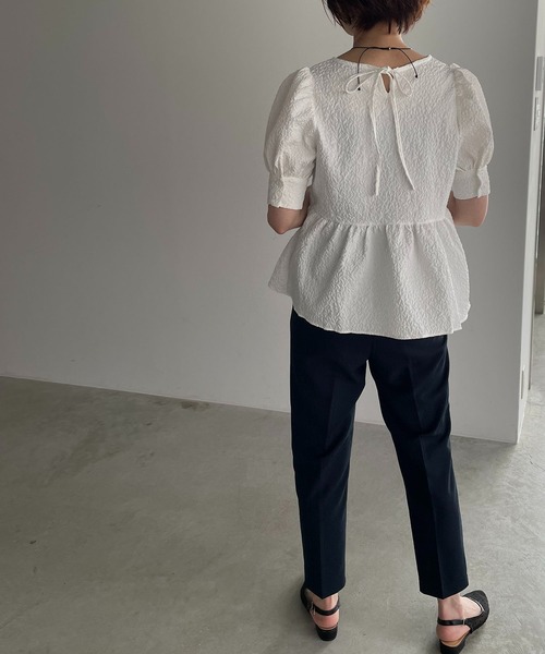 antic rag(アンティックラグ)の「【WEB限定】バックリボンジャガードペプラムブラウス(シャツ/ブラウス・レディース・ホワイト/ブラック・FREE)」の18枚目の写真