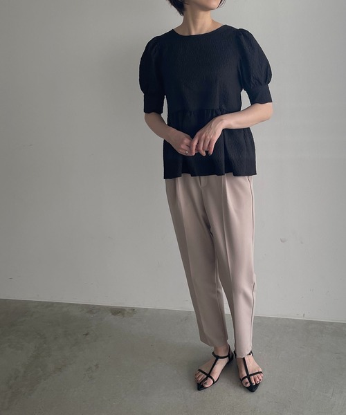 antic rag(アンティックラグ)の「【WEB限定】バックリボンジャガードペプラムブラウス(シャツ/ブラウス・レディース・ホワイト/ブラック・FREE)」の10枚目の写真