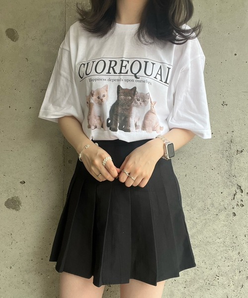 cuorequal(クオレコール)の「子猫半袖Tシャツ(Tシャツ/カットソー・レディース・アイボリー/ホワイト・SMALL/MEDIUM/LARGE/X-LARGE)」の4枚目の写真