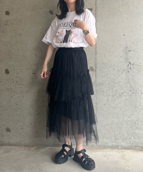 cuorequal(クオレコール)の「子猫半袖Tシャツ(Tシャツ/カットソー・レディース・アイボリー/ホワイト・SMALL/MEDIUM/LARGE/X-LARGE)」の5枚目の写真