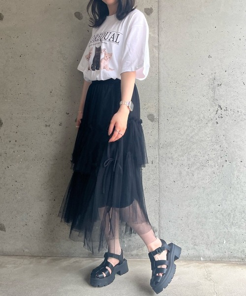 cuorequal(クオレコール)の「子猫半袖Tシャツ(Tシャツ/カットソー・レディース・アイボリー/ホワイト・SMALL/MEDIUM/LARGE/X-LARGE)」の7枚目の写真