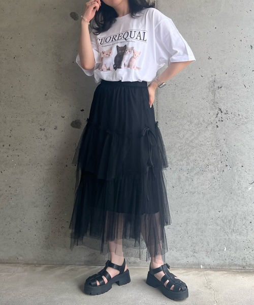cuorequal(クオレコール)の「子猫半袖Tシャツ(Tシャツ/カットソー・レディース・アイボリー/ホワイト・SMALL/MEDIUM/LARGE/X-LARGE)」の8枚目の写真