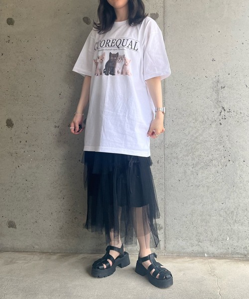 cuorequal(クオレコール)の「子猫半袖Tシャツ(Tシャツ/カットソー・レディース・アイボリー/ホワイト・SMALL/MEDIUM/LARGE/X-LARGE)」の9枚目の写真