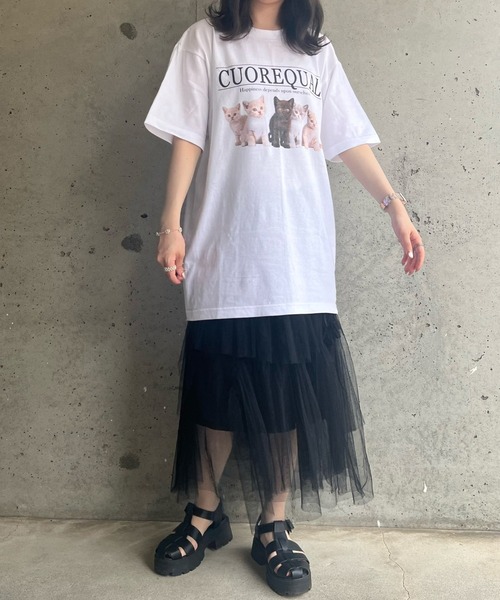 cuorequal(クオレコール)の「子猫半袖Tシャツ(Tシャツ/カットソー・レディース・アイボリー/ホワイト・SMALL/MEDIUM/LARGE/X-LARGE)」の10枚目の写真