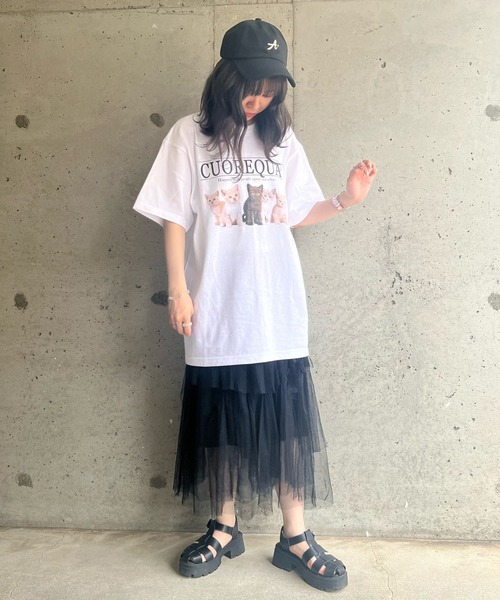 cuorequal(クオレコール)の「子猫半袖Tシャツ(Tシャツ/カットソー・レディース・アイボリー/ホワイト・SMALL/MEDIUM/LARGE/X-LARGE)」の11枚目の写真