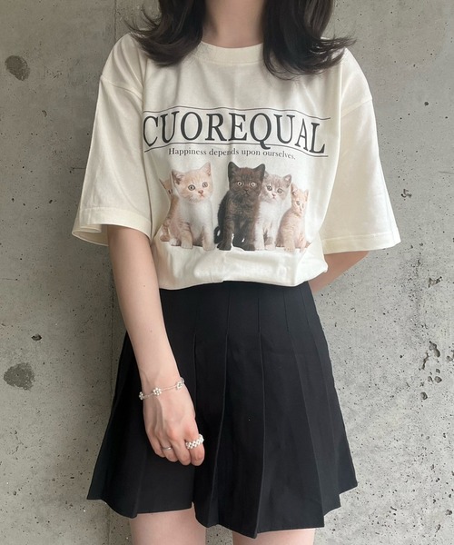 cuorequal(クオレコール)の「子猫半袖Tシャツ(Tシャツ/カットソー・レディース・アイボリー/ホワイト・SMALL/MEDIUM/LARGE/X-LARGE)」の12枚目の写真