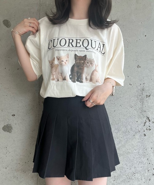 cuorequal(クオレコール)の「子猫半袖Tシャツ(Tシャツ/カットソー・レディース・アイボリー/ホワイト・SMALL/MEDIUM/LARGE/X-LARGE)」の13枚目の写真