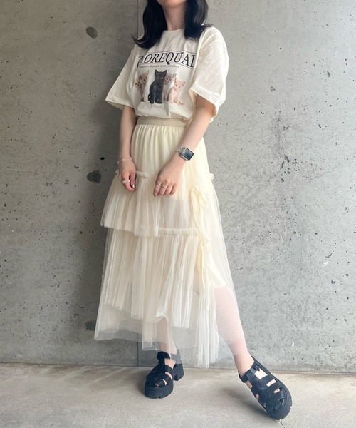cuorequal(クオレコール)の「子猫半袖Tシャツ(Tシャツ/カットソー・レディース・アイボリー/ホワイト・SMALL/MEDIUM/LARGE/X-LARGE)」の14枚目の写真