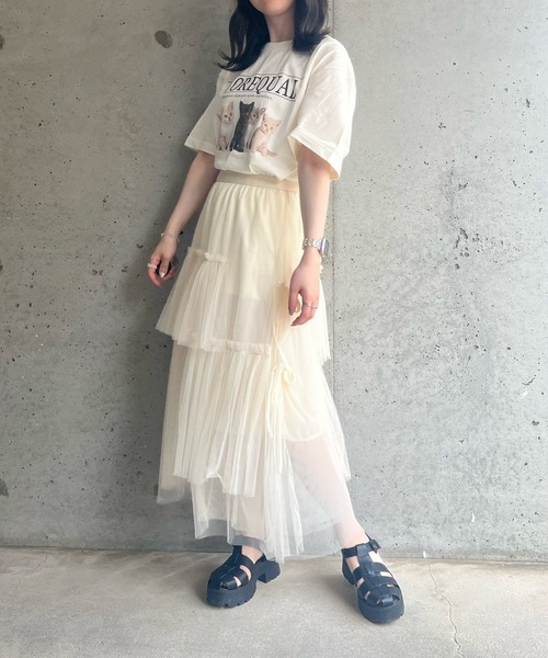 cuorequal(クオレコール)の「子猫半袖Tシャツ(Tシャツ/カットソー・レディース・アイボリー/ホワイト・SMALL/MEDIUM/LARGE/X-LARGE)」の15枚目の写真