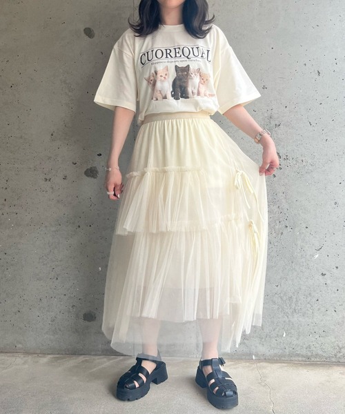 cuorequal(クオレコール)の「子猫半袖Tシャツ(Tシャツ/カットソー・レディース・アイボリー/ホワイト・SMALL/MEDIUM/LARGE/X-LARGE)」の17枚目の写真