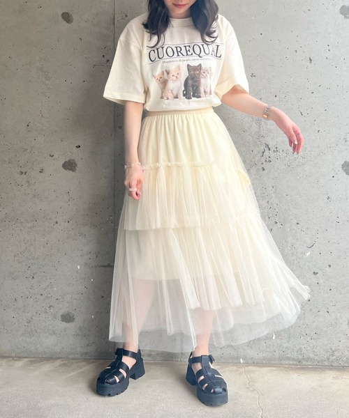 cuorequal(クオレコール)の「子猫半袖Tシャツ(Tシャツ/カットソー・レディース・アイボリー/ホワイト・SMALL/MEDIUM/LARGE/X-LARGE)」の18枚目の写真