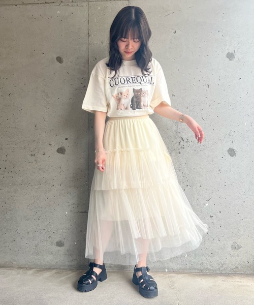 cuorequal(クオレコール)の「子猫半袖Tシャツ(Tシャツ/カットソー・レディース・アイボリー/ホワイト・SMALL/MEDIUM/LARGE/X-LARGE)」の19枚目の写真