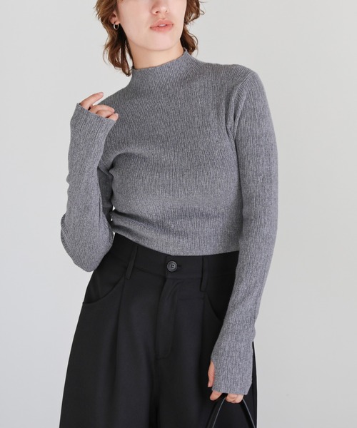 select MOCA（セレクトモカ）の「【6色展開】ニュアンスリブプチハイネックトップス（Tシャツ/カットソー・レディース・アイボリー/ブラック/ライトグレー/ライトオリーブ/ダークグレー/ホワイト・FREE）」の18枚目の写真