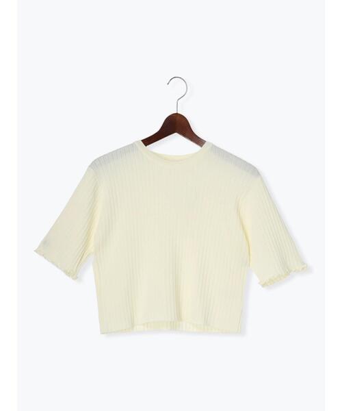 Te chichi TERRASSE（テチチテラス）の「◎【マシンウォッシャブル】半袖ニットプルオーバー（ニット/セーター・レディース・ブルー/オフホワイト/イエロー/ブラック・F）」の2枚目の写真