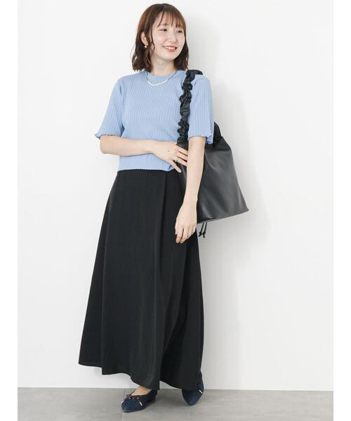 Te chichi TERRASSE（テチチテラス）の「◎【マシンウォッシャブル】半袖ニットプルオーバー（ニット/セーター・レディース・ブルー/オフホワイト/イエロー/ブラック・F）」の10枚目の写真