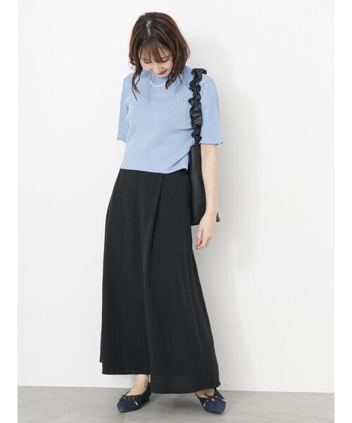 Te chichi TERRASSE（テチチテラス）の「◎【マシンウォッシャブル】半袖ニットプルオーバー（ニット/セーター・レディース・ブルー/オフホワイト/イエロー/ブラック・F）」の11枚目の写真