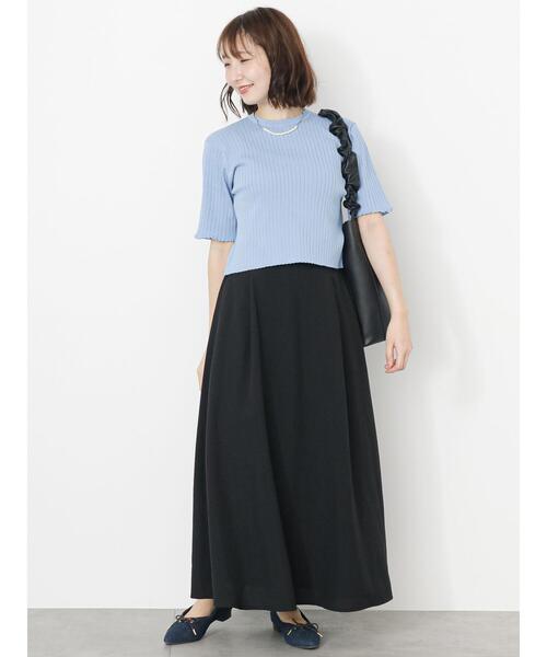 Te chichi TERRASSE（テチチテラス）の「◎【マシンウォッシャブル】半袖ニットプルオーバー（ニット/セーター・レディース・ブルー/オフホワイト/イエロー/ブラック・F）」の12枚目の写真