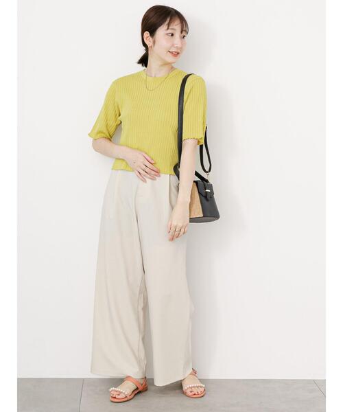 Te chichi TERRASSE（テチチテラス）の「◎【マシンウォッシャブル】半袖ニットプルオーバー（ニット/セーター・レディース・ブルー/オフホワイト/イエロー/ブラック・F）」の14枚目の写真